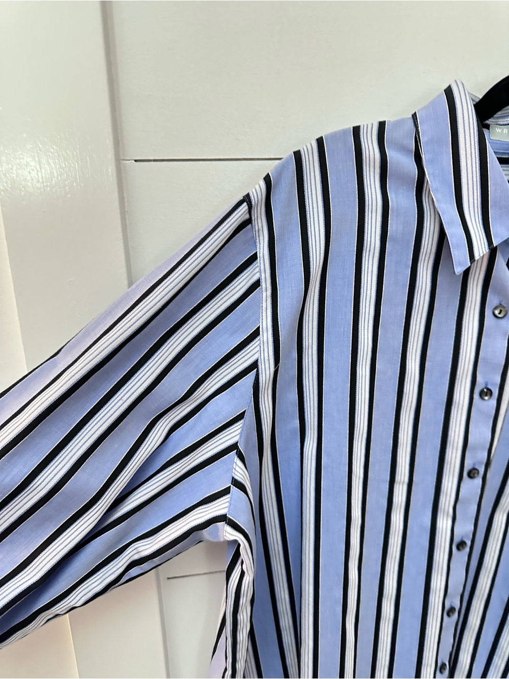 Foxcroft 16W blue stripe classic wrinkle free long sleeve button down blouse - Picture 7 of 14
